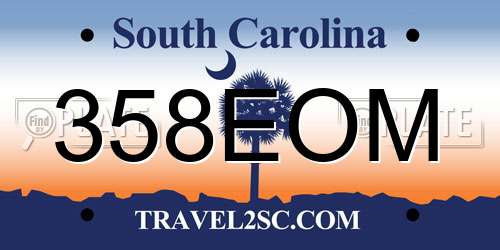 358EOM South Carolina License Plate