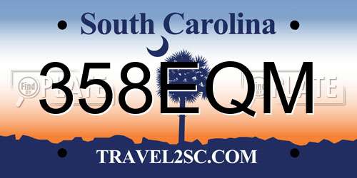 358EQM South Carolina License Plate