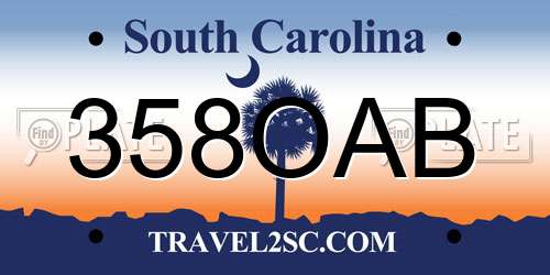 358OAB South Carolina License Plate