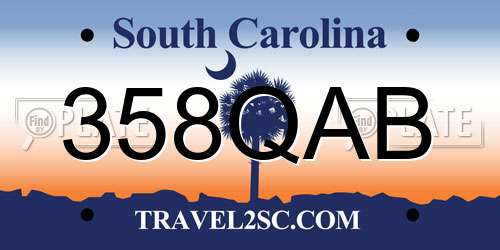 358QAB South Carolina License Plate