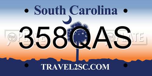 358QAS South Carolina License Plate