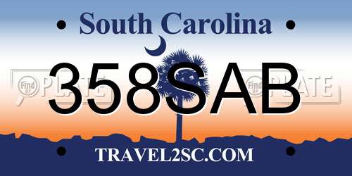 358SAB South Carolina License Plate