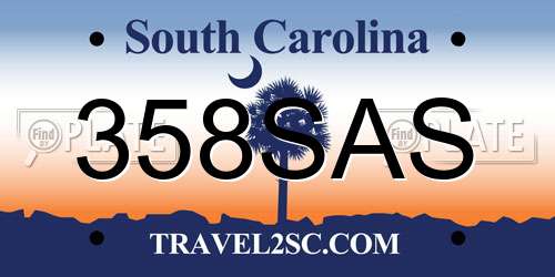 358SAS South Carolina License Plate