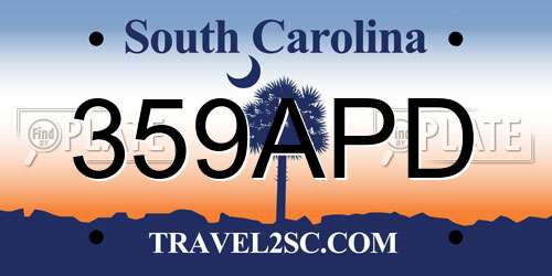 359APD South Carolina License Plate