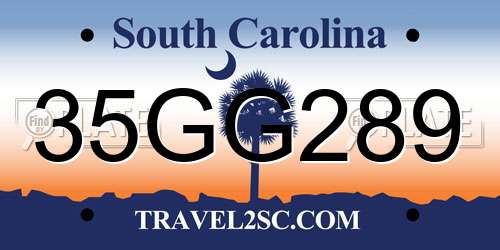 35GG289 South Carolina License Plate