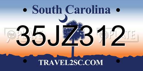 35JZ312 South Carolina License Plate