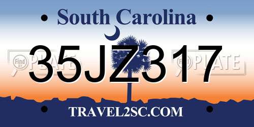 35JZ317 South Carolina License Plate