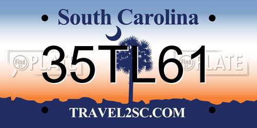 35TL61 South Carolina License Plate