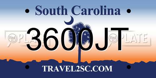 3600JT South Carolina License Plate