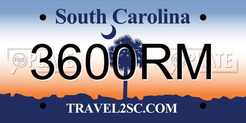 3600RM South Carolina License Plate