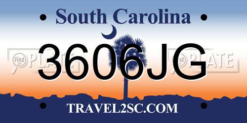 3606JG South Carolina License Plate