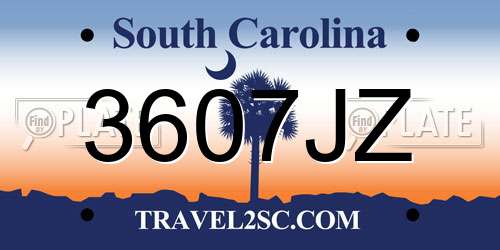 3607JZ South Carolina License Plate