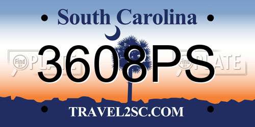 3608PS South Carolina License Plate