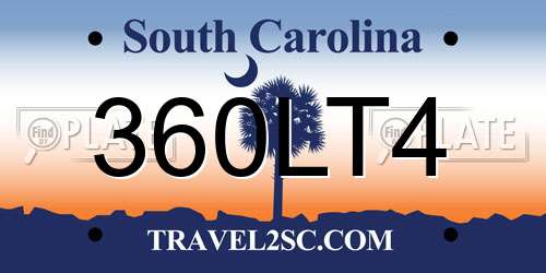 360LT4 South Carolina License Plate