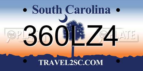 360LZ4 South Carolina License Plate