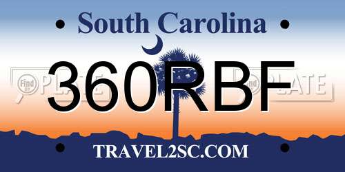 360RBF South Carolina License Plate