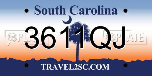 3611QJ South Carolina License Plate