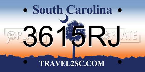 3615RJ South Carolina License Plate