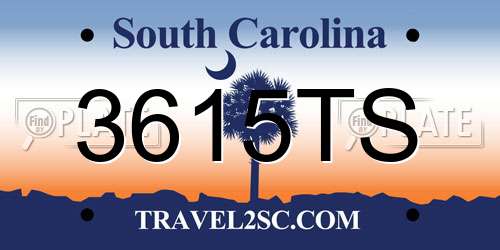 3615TS South Carolina License Plate