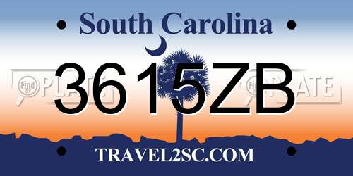 3615ZB South Carolina License Plate
