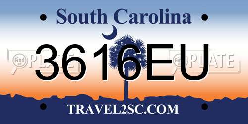 3616EU South Carolina License Plate
