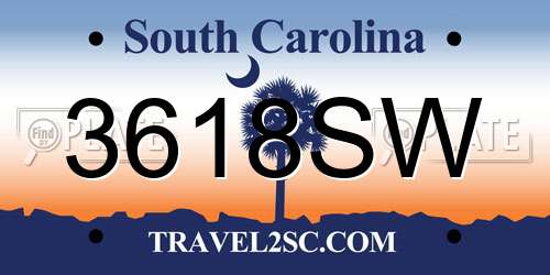3618SW South Carolina License Plate