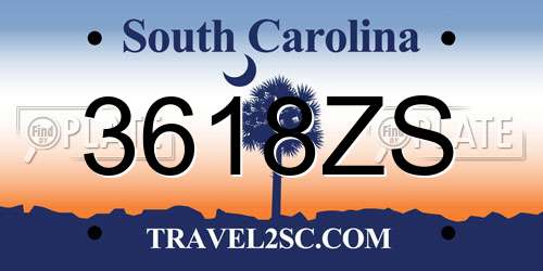 3618ZS South Carolina License Plate