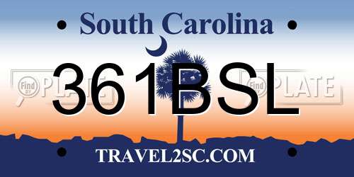 361BSL South Carolina License Plate