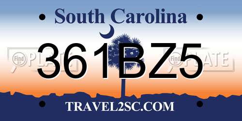 361BZ5 South Carolina License Plate