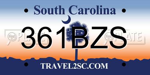 361BZS South Carolina License Plate