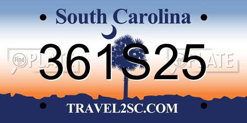 361S25 South Carolina License Plate
