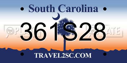 361S28 South Carolina License Plate