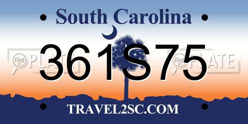 361S75 South Carolina License Plate