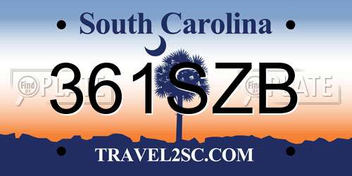 361SZB South Carolina License Plate