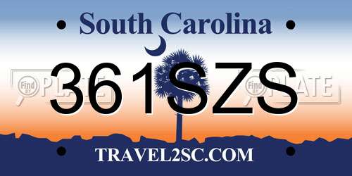 361SZS South Carolina License Plate