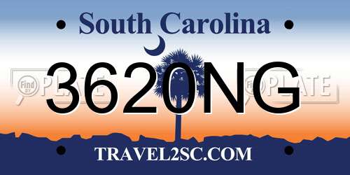 3620NG South Carolina License Plate