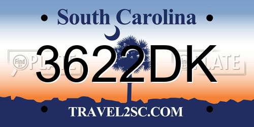 3622DK South Carolina License Plate