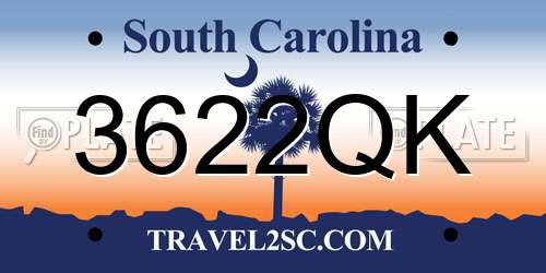 3622QK South Carolina License Plate