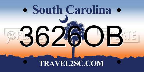 3626OB South Carolina License Plate