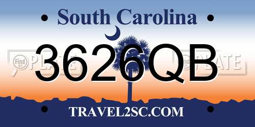 3626QB South Carolina License Plate