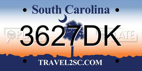 3627DK South Carolina License Plate