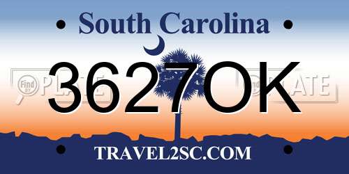 3627OK South Carolina License Plate