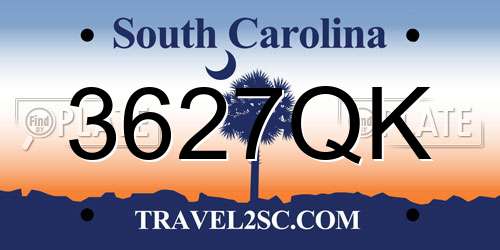 3627QK South Carolina License Plate