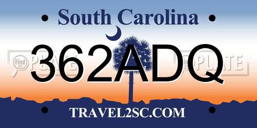 362ADQ South Carolina License Plate