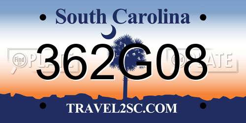 362G08 South Carolina License Plate