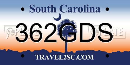 362GDS South Carolina License Plate
