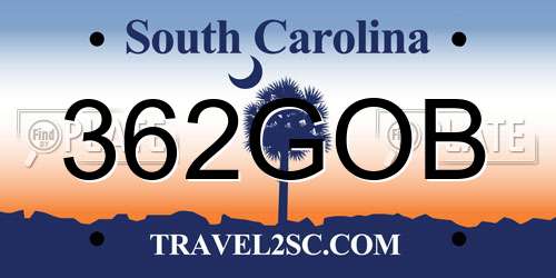 362GOB South Carolina License Plate