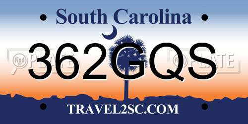 362GQS South Carolina License Plate