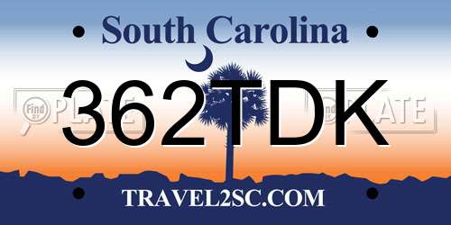 362TDK South Carolina License Plate