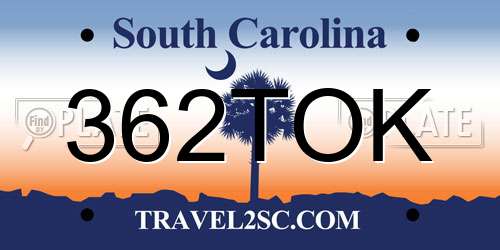 362TOK South Carolina License Plate